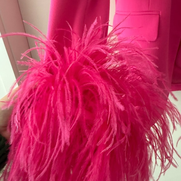 Zara Oversized Pink Blazer with Feathered Cuffs - Picture 4 of 5